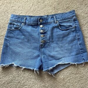 LOFT Cutoff Button-Up Jean Shorts - Sz 30/10